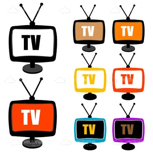 Analogue Television Icons 8 Pack
